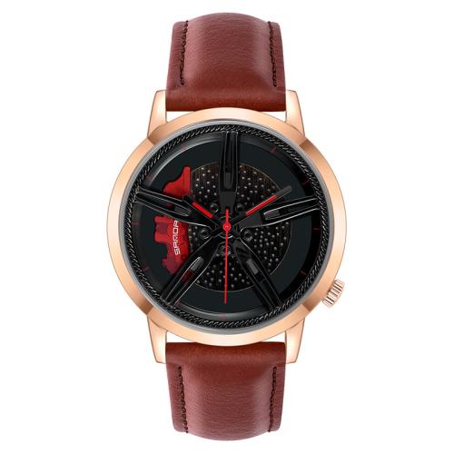 Men Wrist Watch Glass with Leather Life water resistant & fashion jewelry & japanese movement & for man Length Approx 25.3 cm Sold By PC