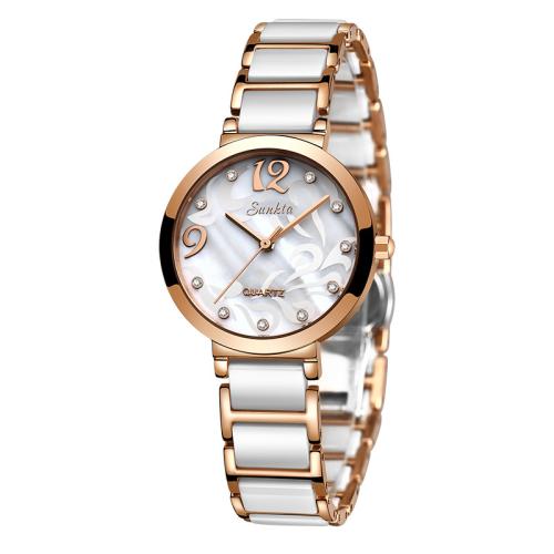 Women Wrist Watch Glass with Porcelain Life water resistant & fashion jewelry & Chinese movement & for woman & with rhinestone Length Approx 18 cm Sold By PC