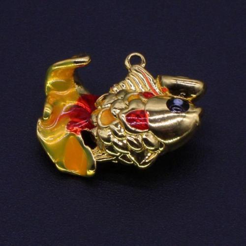 Brass Jewelry Pendants Fish gold color plated DIY & enamel mixed colors nickel lead & cadmium free Sold By PC