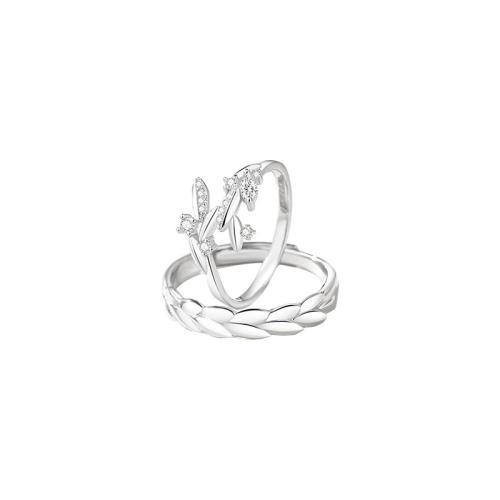 Cubic Zirconia micr3ofono pavimenta anillos de plata esterlina, plata de ley 925, unisexo & diferentes estilos para la opción & micro arcilla de zirconia cúbica, color de platina, Vendido por UD