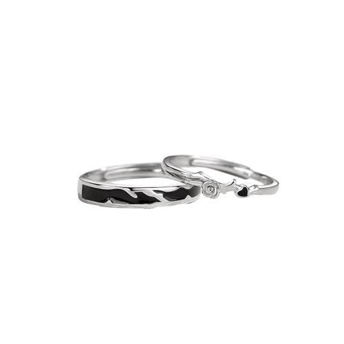 Sterling Silver Jewelry Finger Ring, 925 argento sterlina, unisex & stili diversi per la scelta & adesivo epoxi, color platino, Venduto da PC