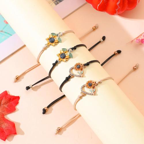 Fashion Create Wax Cord Bracelets Zinc Alloy with Wax Cord & Copper Coated Plastic & for woman & enamel & with rhinestone Length Approx 16-28 cm Sold By PC