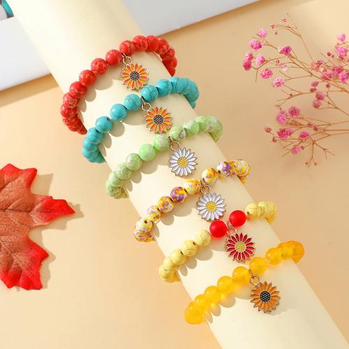 Cink Alloy narukvice, s Prirodni kamen, pozlaćen, za žene & emajl, više boja za izbor, Prodano By PC