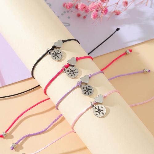 Fashion Create Wax Cord Bracelets 304 Stainless Steel with Wax Cord polished for woman Length Approx 16-28 cm Sold By PC