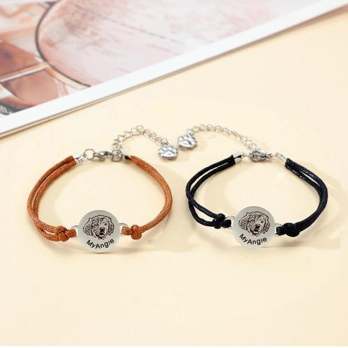 Fashion Create Wax Cord Bracelets Zinc Alloy with Wax Cord with 5cm extender chain polished for woman Length 17.5 cm Sold By PC