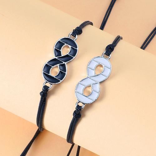 Couple Bracelet and Bangle Zinc Alloy with Wax Cord 2 pieces & Unisex & enamel white and black Length Approx 16-28 cm Sold By PC