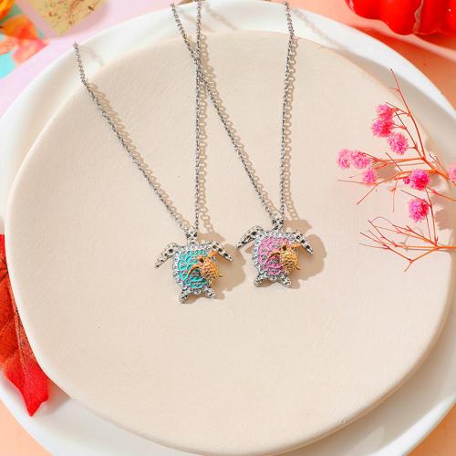 Stainless Steel Jewelry Necklace 304 Stainless Steel for woman & enamel & with rhinestone Sold By PC