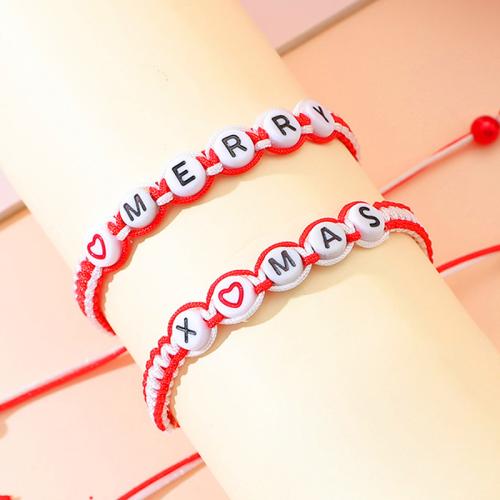 Trendy Wax cord armbanden, Acryl, met Wax, handgemaakt, 2 stuks & voor vrouw, gemengde kleuren, Verkocht door PC