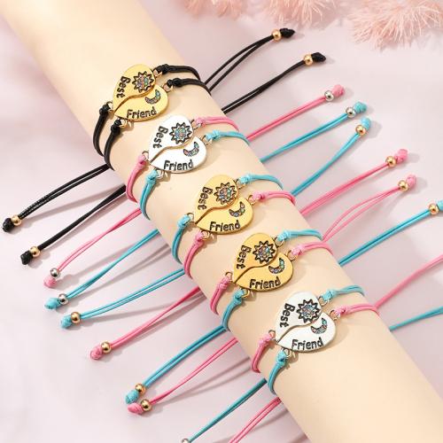 Fashion Create Wax Cord Bracelets Zinc Alloy with Wax Cord 2 pieces & for woman & with rhinestone Length Approx 16-28 cm Sold By PC