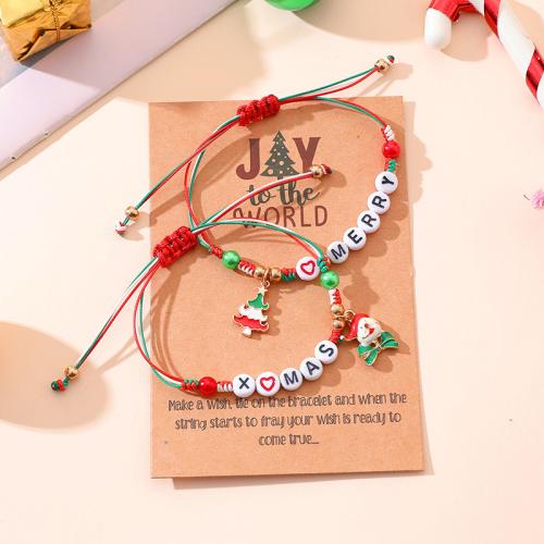 Fashion Create Wax Cord Bracelets Zinc Alloy with Wax Cord & Acrylic handmade 2 pieces & for woman mixed colors Sold By PC
