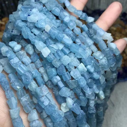 Koraliki z kameniem szlachetnym, Akwamaryna, obyty, DIY, jasnoniebieski, 6x8mm, sprzedawane na około 38-40 cm Strand