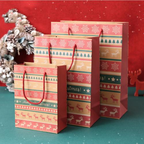 Bolso del regalo de la Navidad, Papel, diferentes patrones para la opción, más colores para la opción, 150x70x200mm, Vendido por UD