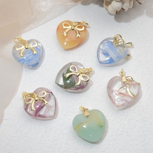 Fashion Lampwork Pendants with Brass Heart gold color plated fashion jewelry & DIY Sold By PC