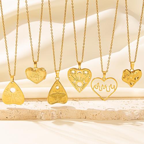 Stainless Steel Jewelry Necklace 304 Stainless Steel with 5cm extender chain Heart Vacuum Ion Plating fashion jewelry & Unisex & hollow Length Approx 40 cm Sold By PC