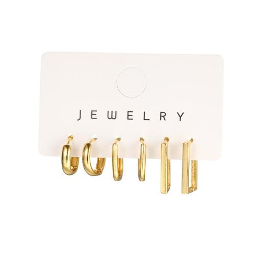 Brincos de gota de liga de zinco, três peças & joias de moda & para mulher, dourado, vendido por Defina
