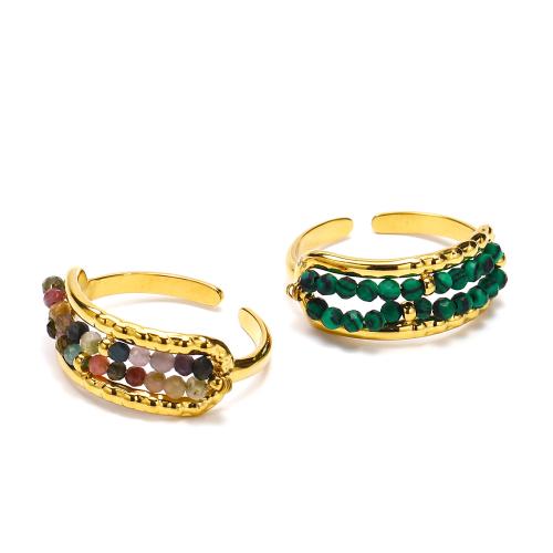 Titantium Steel prst prsten, Titanium ocel, s Drahokam, módní šperky & pro ženy, zlato, Prodáno By PC