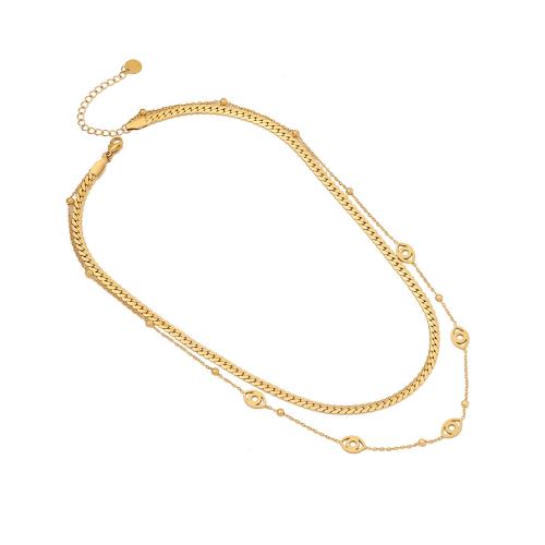304 Stainless Steel Necklace with 2inch extender chain gold color plated Double Layer & for woman Length Approx 15.7 Inch Approx 17.7 Inch Sold By PC