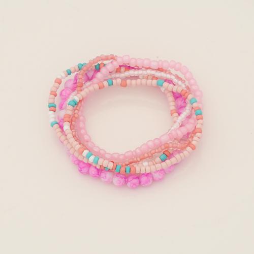 perles de rocaille en verre Set de bracelet, multicouche & Style bohème & pour femme, plus de couleurs à choisir, Longueur Environ 7 pouce, Vendu par fixé