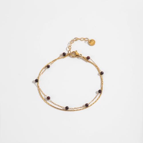 Bracelet d'acier titane, avec 5cm chaînes de rallonge, Double couche & bijoux de mode & pour femme, plus de couleurs à choisir, Longueur Environ 17 cm, Vendu par PC