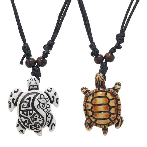 Resin Necklace with Wax Cord Turtle vintage & fashion jewelry & for man Length Approx 50-80 cm Sold By PC