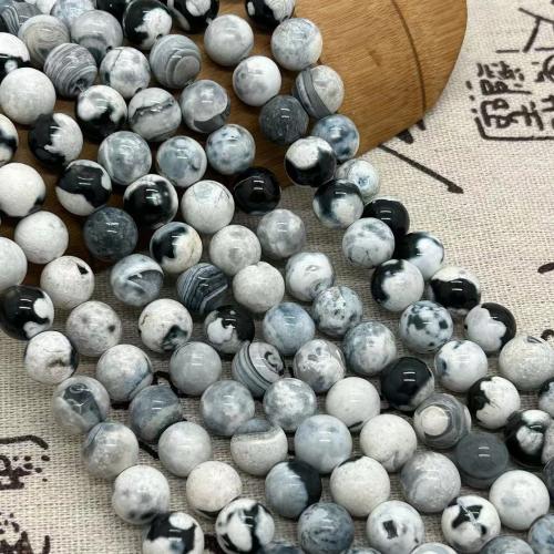 Agate perle, Ahat, Krug, uglađen, modni nakit & možete DIY & različite veličine za izbor, miješana boja, Prodano Per Približno 35-40 cm Strand