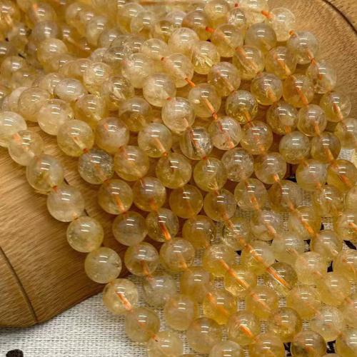 Naturlig Citrin pärlor, Rund, polerad, mode smycken & DIY & olika storlek för val, gul, Såld Per Ca 35-40 cm Strand