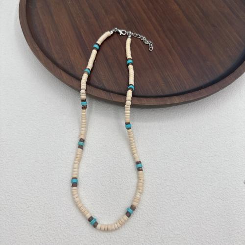 Fashion Necklace Jewelry Coco with turquoise & Wood with 5cm extender chain Bohemian style & Unisex Length Approx 40 cm Sold By PC