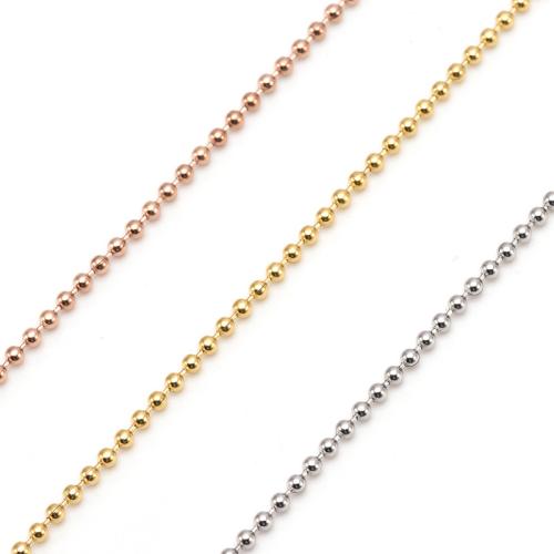 Stainless Steel Necklace Chain 304 Stainless Steel Round Vacuum Ion Plating DIY Sold By Bag