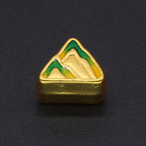 مجوهرات سبائك الزنك الخرز, مثلث, لون الذهب مطلي, ديي & مينا, أصفر, النيكل والرصاص والكادميوم الحرة, 11x9mm, تباع بواسطة PC