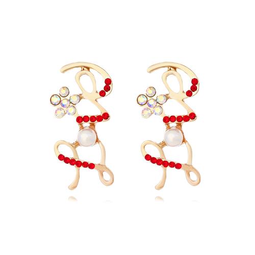 Zinc Alloy Stud Earring with Plastic Pearl plated fashion jewelry & with rhinestone nickel lead & cadmium free Sold By Pair