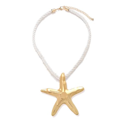 Zinc Alloy Jewelry Necklace with Polyester with 6cm extender chain Starfish plated fashion jewelry nickel lead & cadmium free Length 42 cm Sold By PC