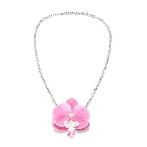 Zinc Alloy Jewelry Necklace with Polyester Flower plated fashion jewelry nickel lead & cadmium free Length 86 cm Sold By PC