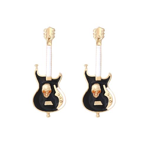 Zinc Alloy Stud Earring Guitar plated fashion jewelry & enamel nickel lead & cadmium free Sold By Pair