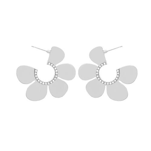 Zinc Alloy Stud Earring with Plastic Pearl Flower plated fashion jewelry nickel lead & cadmium free Sold By Pair