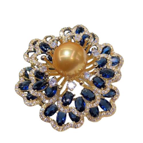 Zinc Alloy Brooches with Plastic Pearl plated for woman & with rhinestone 45mm Sold By PC