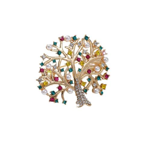 Zinc Alloy Brooches with Shell plated for woman & with rhinestone golden Sold By PC