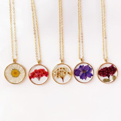 Pressed Dried Flower Jewelry  Zinc Alloy with Dried Flower & for woman Length Approx 21-50 cm Sold By PC