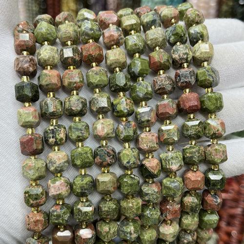 Unakite Beads, Square, mode smykker & du kan DIY & forskellig størrelse for valg & facetteret, blandede farver, Solgt Per Ca. 38 cm Strand