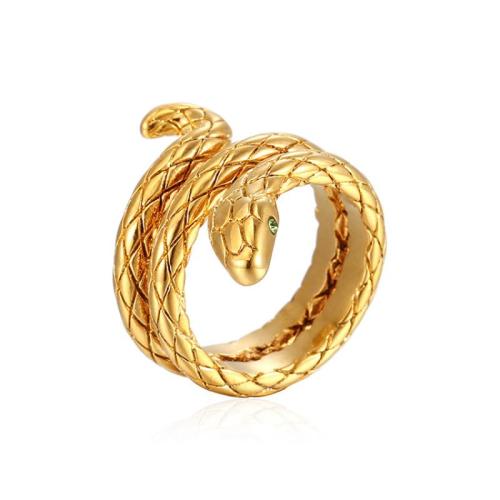 Stainless Steel Finger Ring 304 Stainless Steel Snake Vacuum Ion Plating fashion jewelry & for woman golden Sold By PC