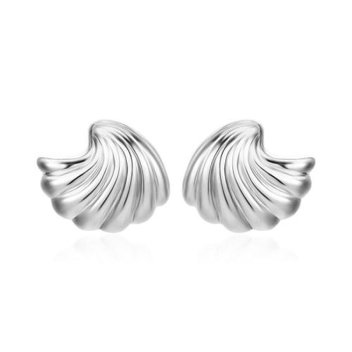 Roestvrij staal Stud Earrings, 304 roestvrij staal, Schelp, mode sieraden & voor vrouw, meer kleuren voor de keuze, 32x27mm, Verkocht door pair