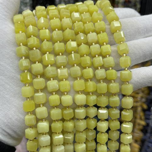 Koraliki z kameniem szlachetnym, Kamień naturalny, Kwadrat, biżuteria moda & DIY & fasetowany, żółty, 8mm, sprzedawane na około 38 cm Strand