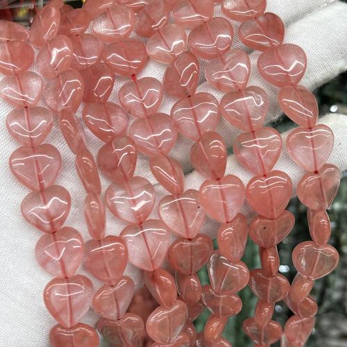 Naturliga rosenkvarts pärlor, Cherry Quartz, Hjärta, mode smycken & DIY, körsbär kvarts, 13mm, Såld Per Ca 38 cm Strand