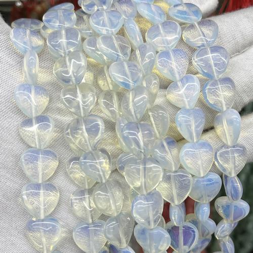 Gemstone Jewelry Beads Opal Heart fashion jewelry & DIY white 13mm Sold Per Approx 38 cm Strand