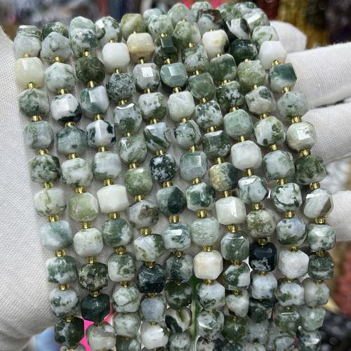 Tree Agate perler, Square, mode smykker & du kan DIY & forskellig størrelse for valg & facetteret, blandede farver, Solgt Per Ca. 38 cm Strand