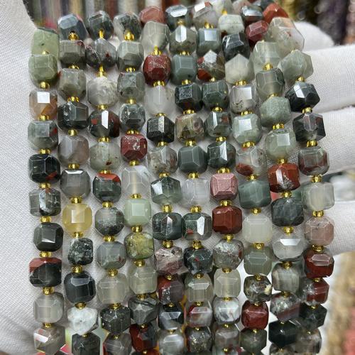 Gemstone smykker perler, African Bloodstone, Square, mode smykker & du kan DIY & forskellig størrelse for valg & facetteret, blandede farver, Solgt Per Ca. 38 cm Strand