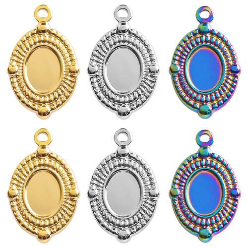 Stainless Steel Pendant Setting 304 Stainless Steel Flat Oval Vacuum Ion Plating fashion jewelry & DIY Sold By PC