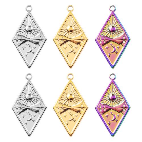 Stainless Steel Pendants 304 Stainless Steel Rhombus Vacuum Ion Plating fashion jewelry & DIY Sold By PC