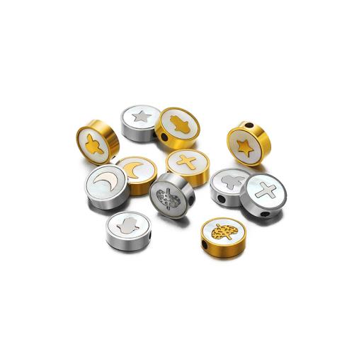 Edelstahl-Beads, 304 Edelstahl, mit Muschel, DIY & verschiedene Muster für Wahl, keine, 9mm, 5PCs/Tasche, verkauft von Tasche