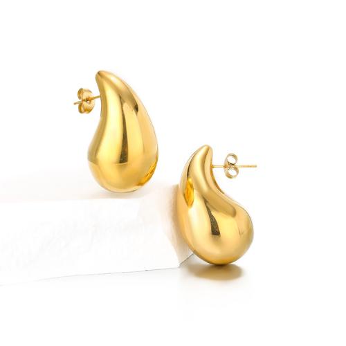 Stainless Steel Stud Earrings 304 Stainless Steel Teardrop fashion jewelry & for woman golden Sold By Bag