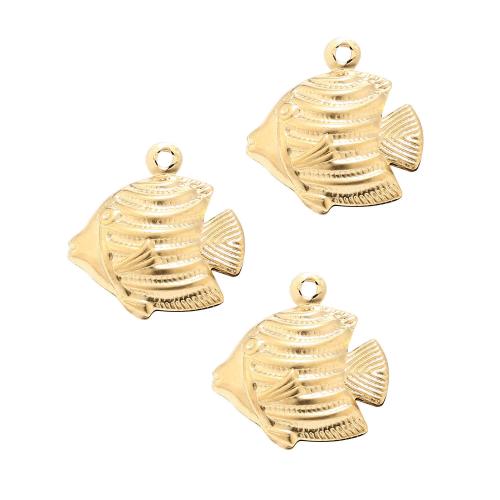 Stainless Steel Animal Pendants 304 Stainless Steel Fish DIY golden Sold By PC